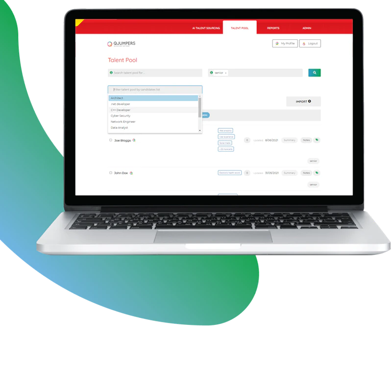 screenshot of QJumpers Applicant Tracking